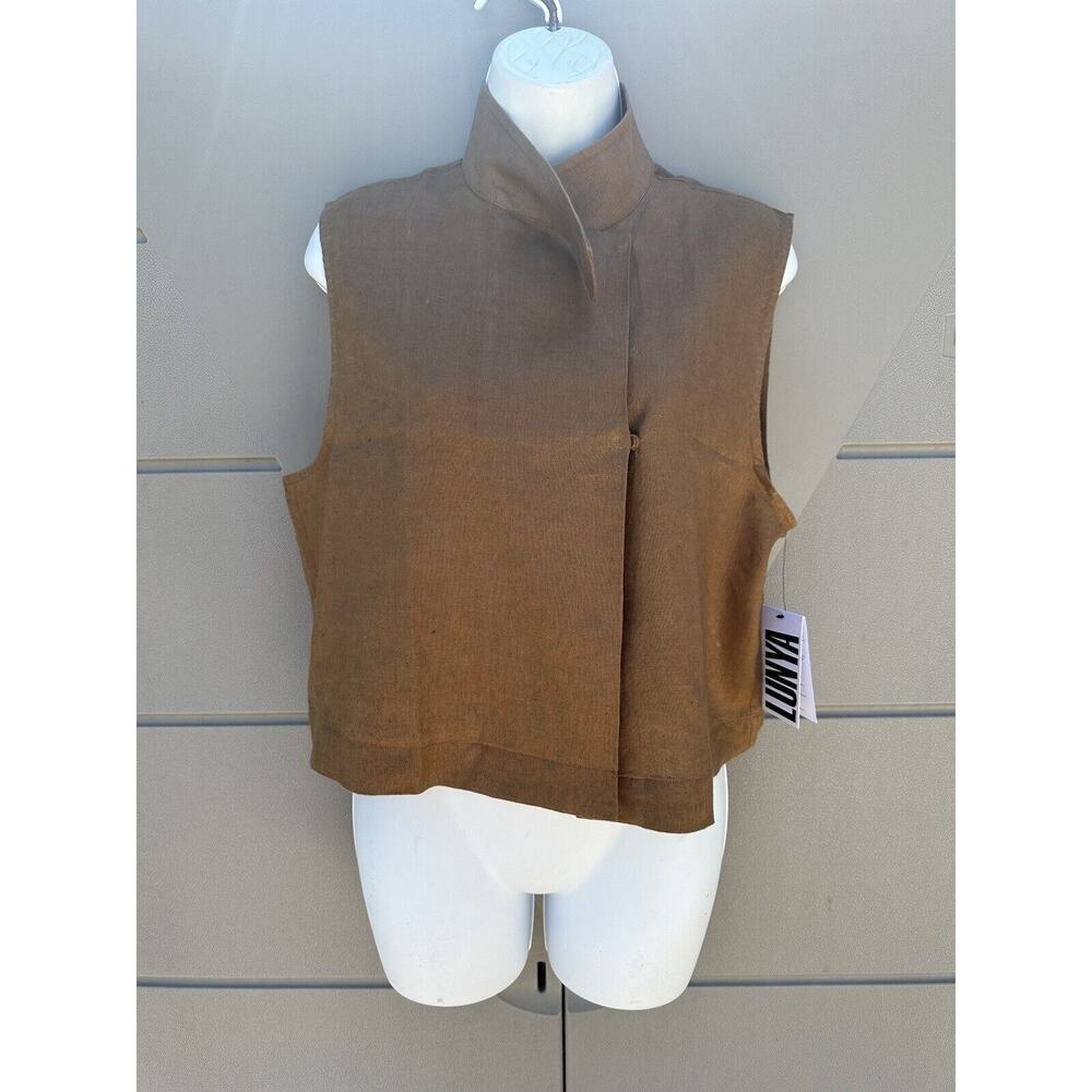 Lunya Woven Linen Sleeveless Shirt Tank in Brown Size Medium NWT - Picture 2 of 16